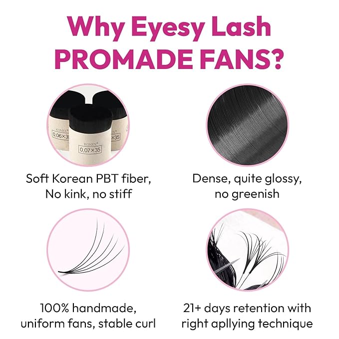 Eyesy Lash 1200 Easy Promade Fans - 5D 0.07 Curl CC Mixed Lengths 8-16mm - Ultra Speed 40 Lines Eyelash Trays Volume Premade Lash Fans Handmade Pre Made Eyelash Extensions Fluffy Soft Pointy Base