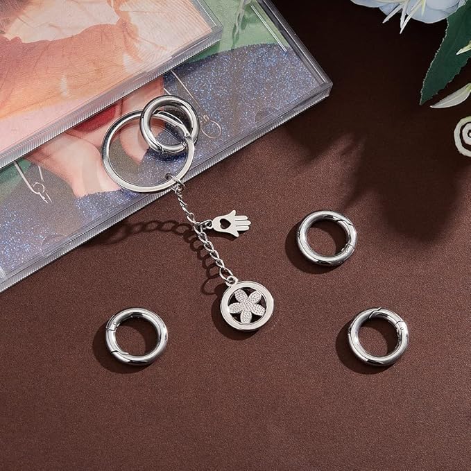 UNICRAFTALE 4pcs Stainless Steel Spring Gate Rings 20mm Inner O Rings Keychain Ring Round Gate Round Clips Snap Hooks Spring Keyring Buckle Clasps for Bag Purse Shoulder Strap Key Chains