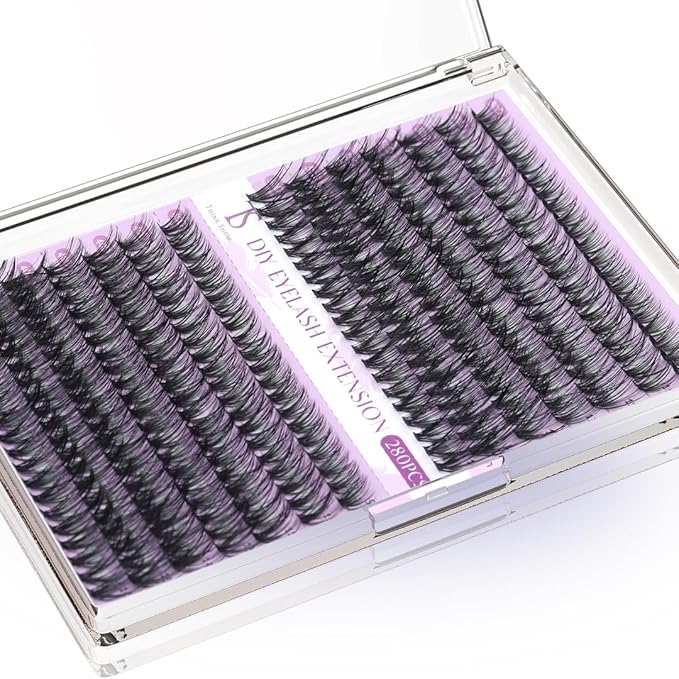 THINK SHOW 280PCS Lash Clusters Kit - 30D & 40D Volume Lashes Clusters, 9-16mm Wispy and Natural Lash Clusters, Easy Apply at Home, Reusable & Cruelty Free Cluster Eyelash Extensions