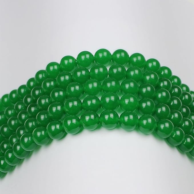 MJDCB Natural Green Jade Round Loose Beads for Jewelry Making DIY Bracelet Necklace (10mm)