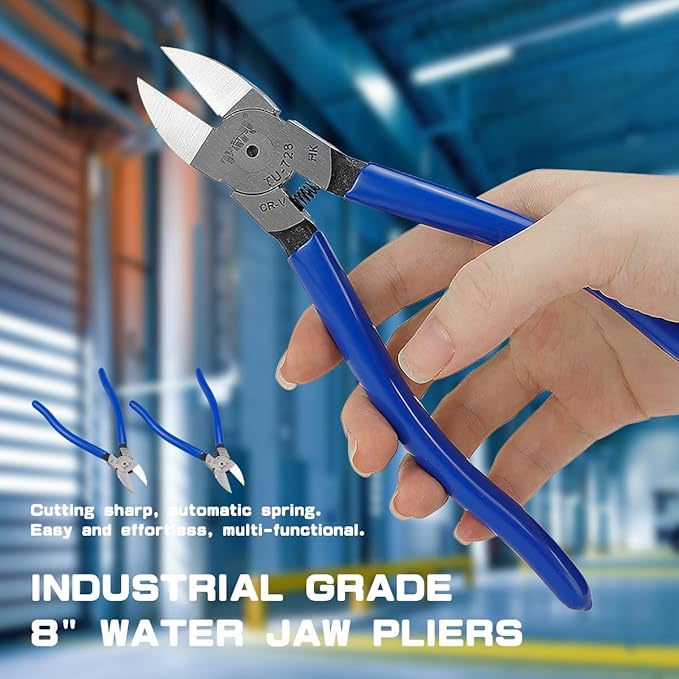 2Pcs Blue Diagonal Flush Wire Cutting Pliers, Precision Side Cutters Pliers for Crafting Jewelry Making, Wire Cutting (8inch)