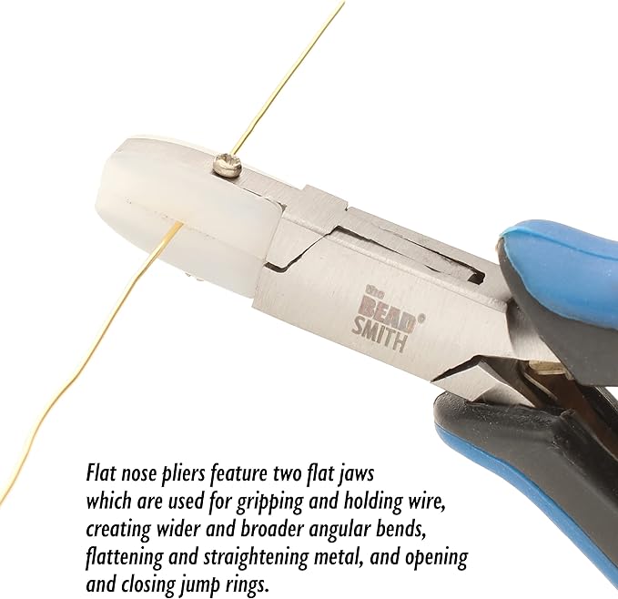 The Beadsmith Flat Nylon Jaw Pliers – 5 inches (127mm) – Ergonomic Handle with Double Leaf Springs – Includes Replacement Heads – Jewelry Making Tool for Creating Bracelets, Earrings & Necklaces