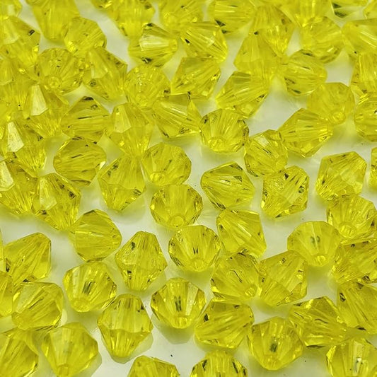 400pcs 8mm Acrylic Bicone Beads Faceted Acrylic Crystal Spacer Beads for Bracelet Necklace Earring Keychain Jewelry Making Crafts(Lemon Yellow)