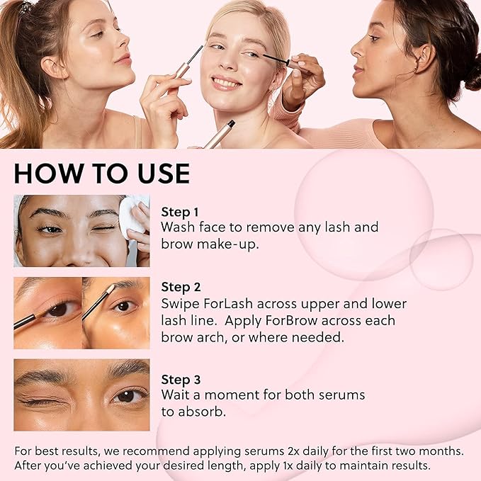ForChics Lash & Brow Growth Bundle - Complete Eye Makeover Kit - Hormone-Free, Prostaglandin-Free Duo for Longer Lashes & Fuller Brows in 2 Weeks - Natural, Vegan [2x 3mL]