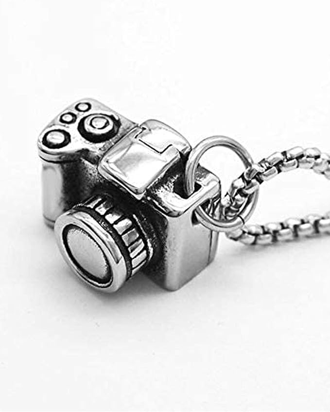 Stainless Steel Photographer Camera Charm Pendant Necklace Jewelry Men Women with 25" Chain