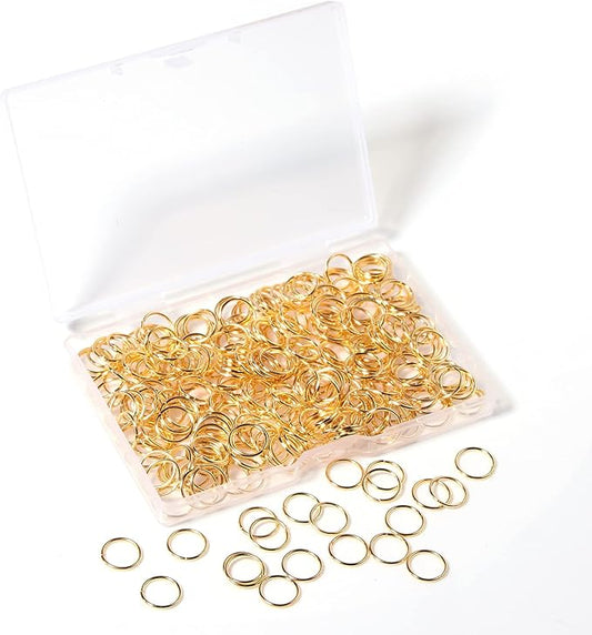 300 Pcs 10mm Open Jump Rings Gold Plated Jump Rings for Jewelry Making Single Ring Bulk for DIY Craft Earring Necklace Bracelet Pendant Choker Jewelry Making Findings and Key Ring Chain (Gold, 10mm)