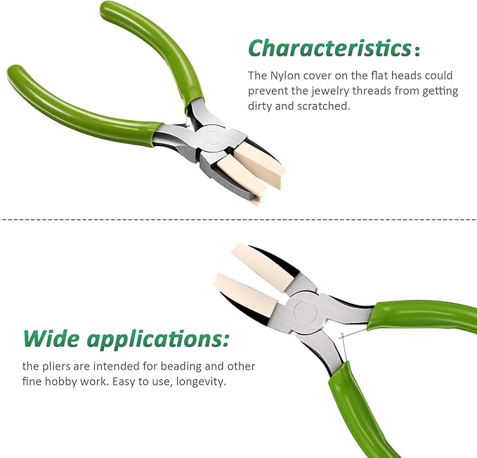 2 Packs Nylon Nose Pliers Double Nylon Pliers Carbon Steel Jewelry DIY Tools for Beading Looping Shaping Wire Jewelry Making and Other Crafts, 5.3 Inch