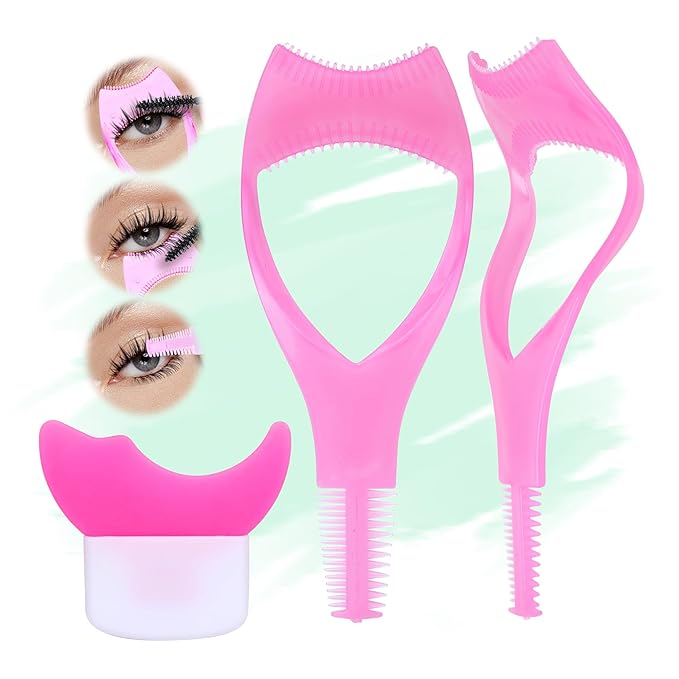 3 in 1 Mascara Shield 2Pcs Lash Tools Mascara Shield Applicator Guard Lash Buddy Silicone Eyeliner Stencils Beginners Friendly Makup Tool by JIMIRE (Plum)