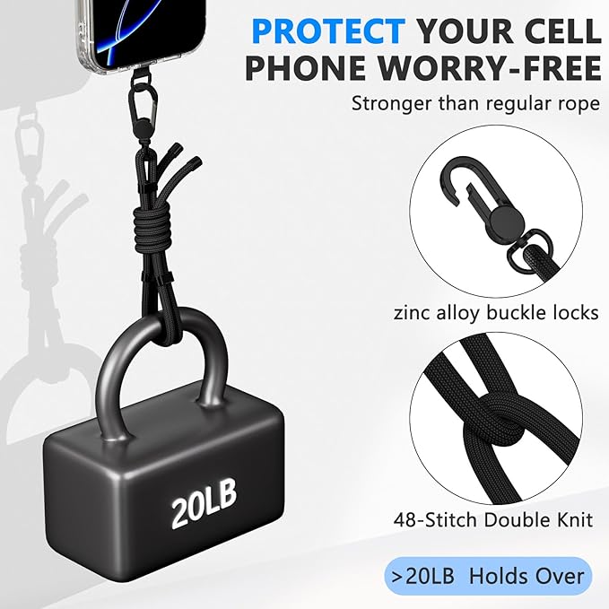 4 Pack Phone Lanyard & Wrist Strap, Cell Phone Lanyard for Around The Neck Adjustable Phone Strap for Most Smartphones