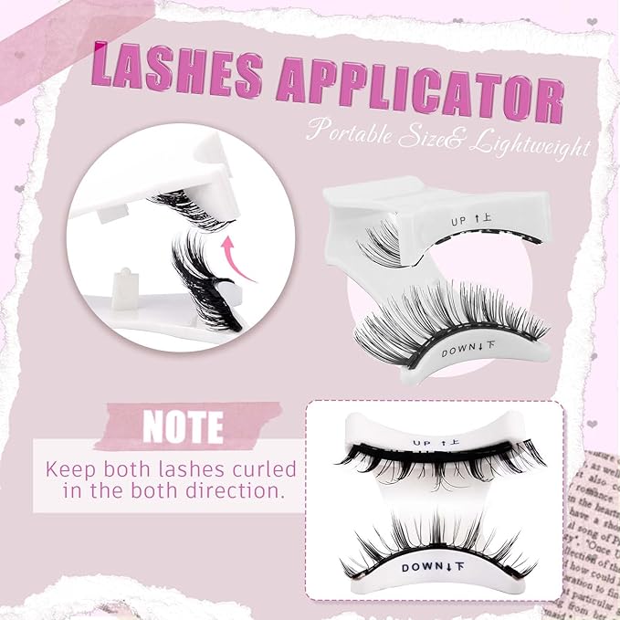 FADLASH Magnetic Eyelashes with Applicator Reusable Magnetic Lashes Natural Look No Glue Needed Wispy Lash Extensions Easy to Wear and Remove 4 Pairs (S02)