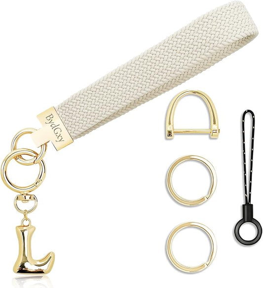 Stretchy Wristlet Initial Keychain, Key Chains Women Cute with Keyring, Llaveros para Mujer, Car Key Accessories
