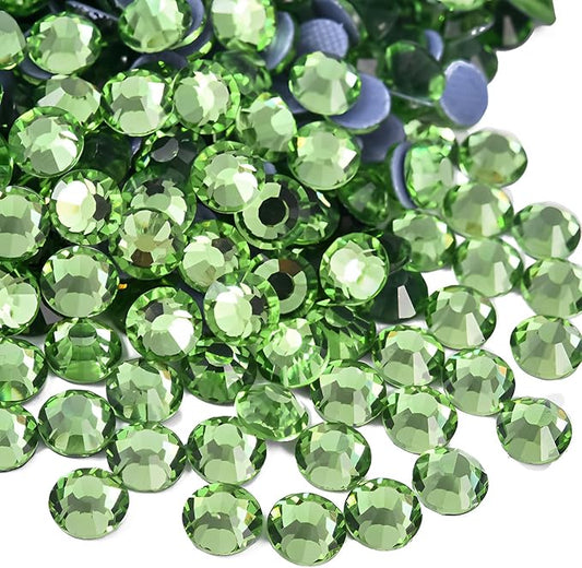 288pcs Hotfix Rhinestones Flatback Crystal Rhinestones for Crafts Crafting Clothes Shoes DIY Decorations, 7.2mm SS34, Light Green