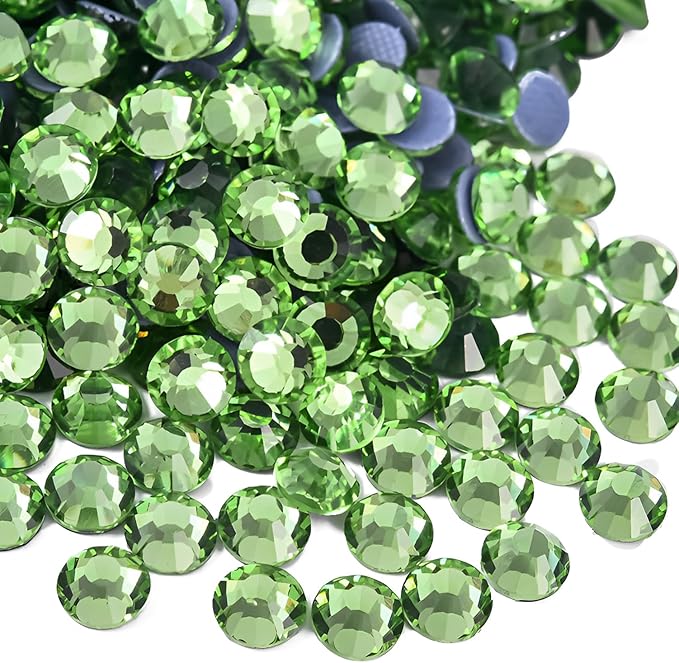 1440pcs Hotfix Rhinestones Flatback Crystal Rhinestones for Crafts Crafting Clothes Shoes DIY Decorations, 4.8mm SS20, Light Green