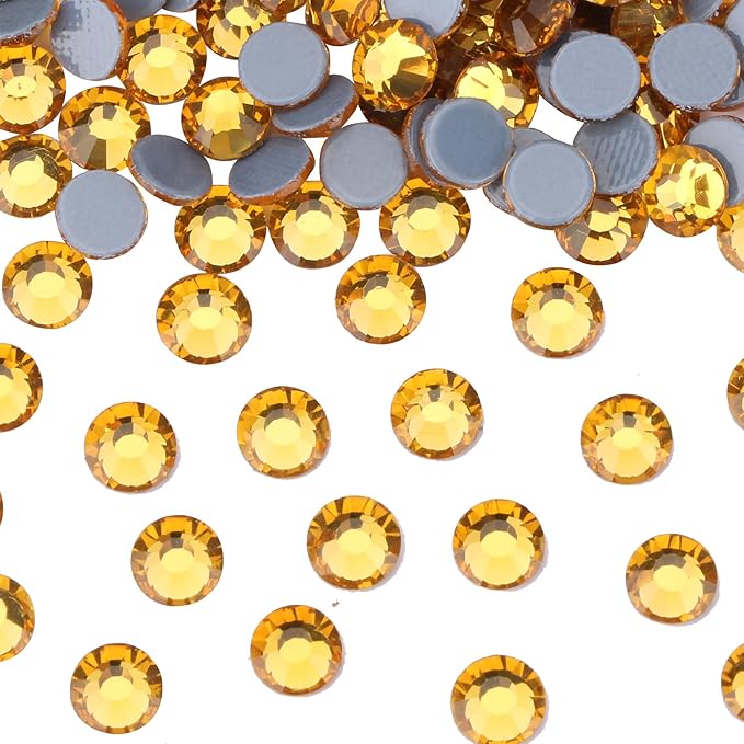 Jollin Hot Fix Crystal Flatback Rhinestones Glass Diamantes Gems 3.2mm(12ss 1440pcs, Topaz)