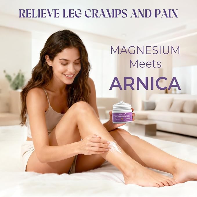 Balasoma Nighttime Magnesium Lotion with Arnica – Magnesium Cream for Sleep – Potent Magnesium Formula Soothes Muscles & Joints, Apply to Legs & Feet Before Bed – Moisturizing, Non-Greasy