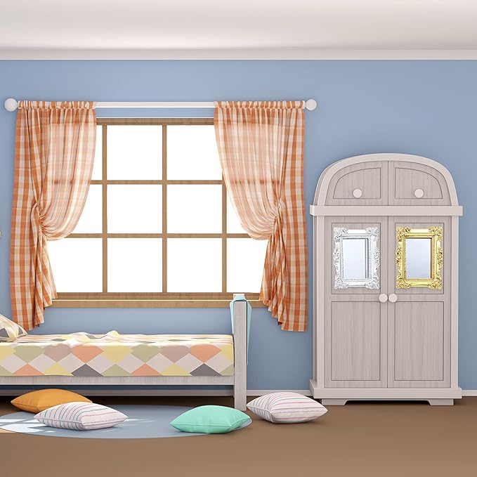 Skylety 10 Pieces Miniature Dollhouse Mirror European Frame Mirror Victorian Baroque Wall Decor Miniature Bedroom Mini Furniture Accessory for 1/12 Dollhouse Decor, Gold and Silver
