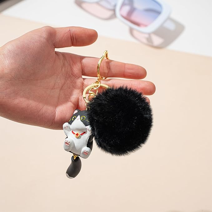 Cat Keychain bag charms for handbags Cute Keychains for Women Kawaii Cat Backpacks Accessories cat plush keychain
