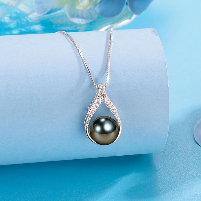NONNYL Gifts for Women Mom Her Girlfriend Grandma Wife on Christmas Day Mothers Day Valentines Birthday Gifts Wedding Gift Jewelry Anniversary Tahitian Black Pearl Necklaces