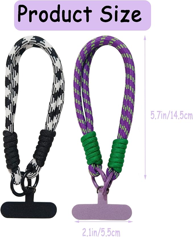 2Pcs Phone Wrist Strap,Universal Cellphone Lanyard with 2pcs Tether Tab,Lanyards for Women and Men