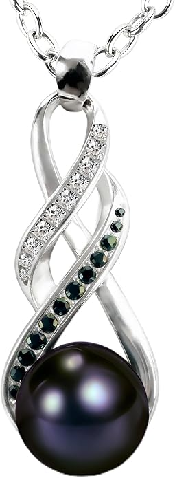 PEARLURA Natural AAA+ 9mm Natural Black pearl necklace for women - Real pearl necklace (18k gold platted 925 sterling Silver)- Gifts For Wife Wedding Anniversary - cultured pearl necklaces for women - necklace for wife birthday - jewellery for women