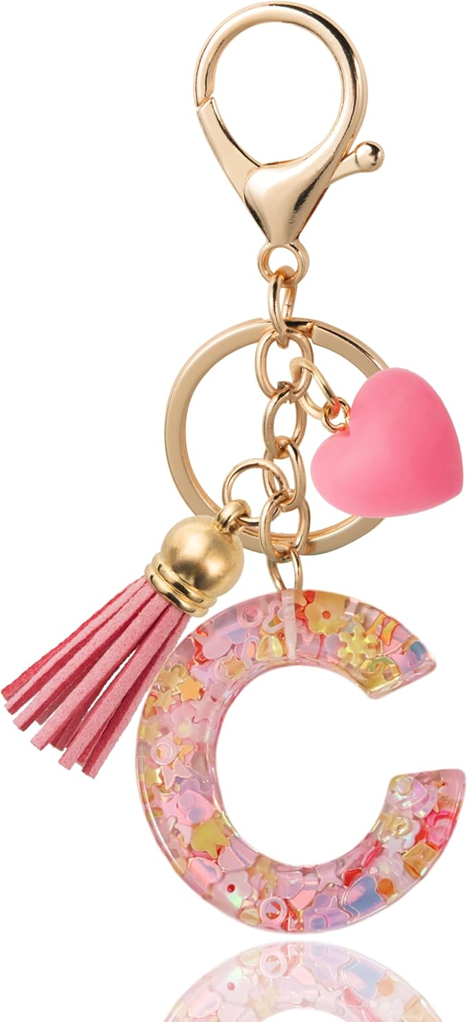 Alphabet Initial Letter Keychain Cute Heart Resin - Letter Keychain for Backpack Charms - Initial Keychains for Women