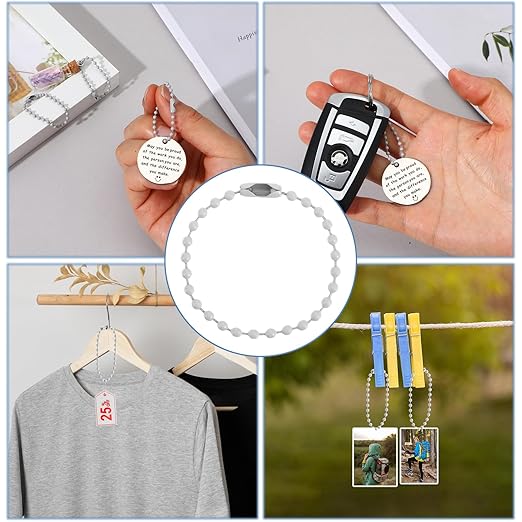 JIEYAO 300Pcs 3.9 Inch Ball Chains, 2.4mm Bead Keychain Connectors Bulk Keychain Tag Metal Tag Chains for DIY Jewelry Making, Dog Tags, Craft Extensions
