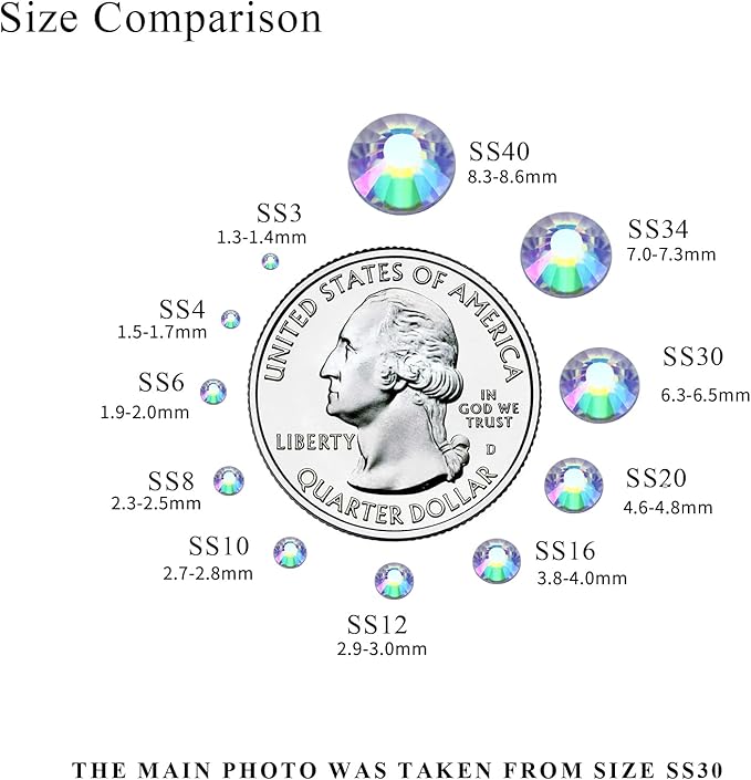 Flatback Crystal Rhinestones Round Gems for Nail Art and Craft Clothes Glue Fix, Starry Night (1.9-2.0mm) SS6/1440PCS