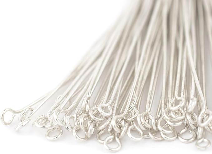 The Bead Chest Silver 21 Gauge 3 Inch Eye Pins (Approx 100 Pieces)