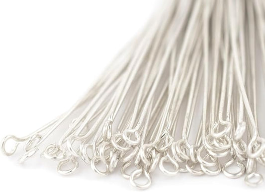 The Bead Chest Silver 21 Gauge 3 Inch Eye Pins (Approx 100 Pieces)