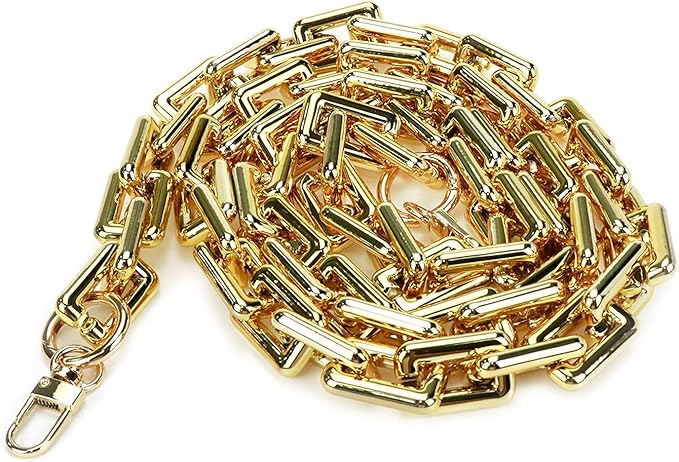 47.24"/120cm Acrylic Purse Shoulder Strap Chain Replacement Chain with Buckles (Rectangle Link), Gold
