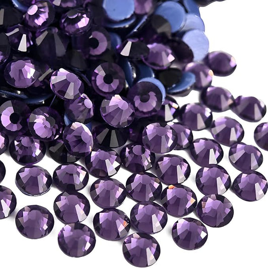 288pcs Hotfix Rhinestones Flatback Crystal Rhinestones for Crafts Crafting Clothes Shoes DIY Decorations, 6.4mm SS30, Tanzanite