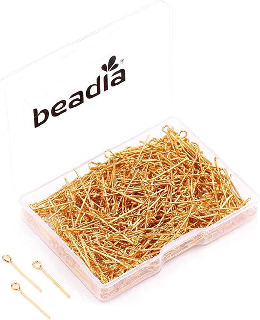 Open Eye Pins Gold Head Pins for DIY Jewelry Making 20mm 500pcs