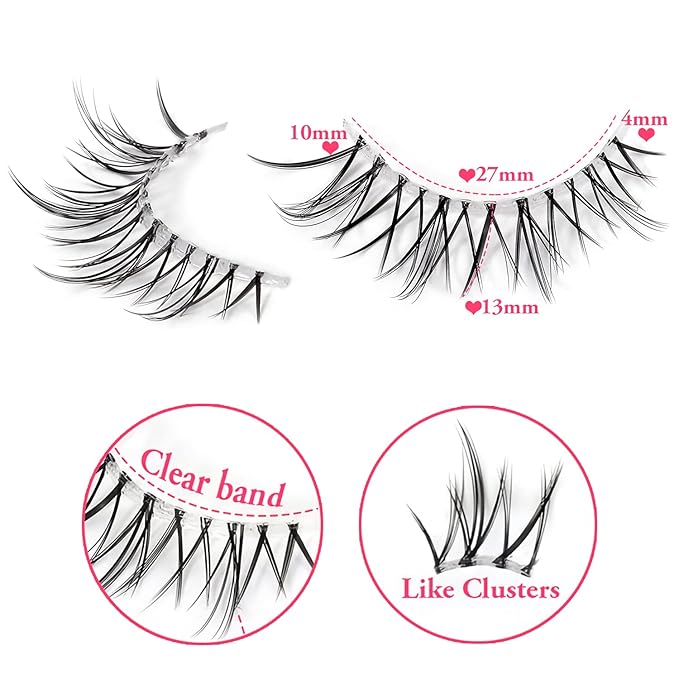 Manga Lashes Natural Look Japanese Anime Lashes Korean Asian Wispy Spiky Lashes with Clear Band Short Fake Eyelash 10 Pairs Pack by outopen