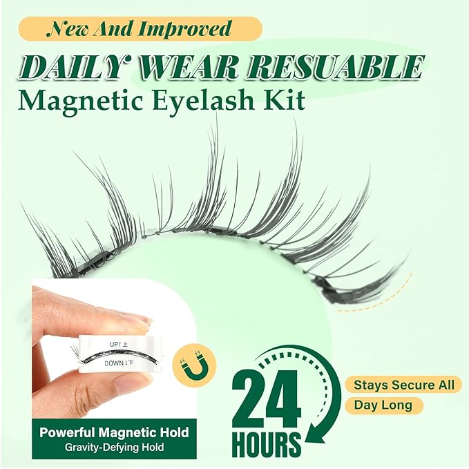 KEYYOU Reusable Magnetic Eyelashes 2 Pair with Applicator No Glue Needed 3D Natural Magnetic Lashes, Easy to Apply & Long Lasting for Daily Use & Events(A04+A04)