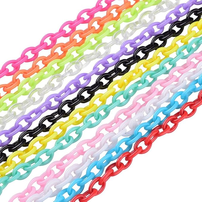 LiQunSweet 12strand/Box Handmade Opaque Acrylic Cable Chains for DIY Handbag Chain Lanyard Making Replacement Accessories - 2.5~3x1~2mm