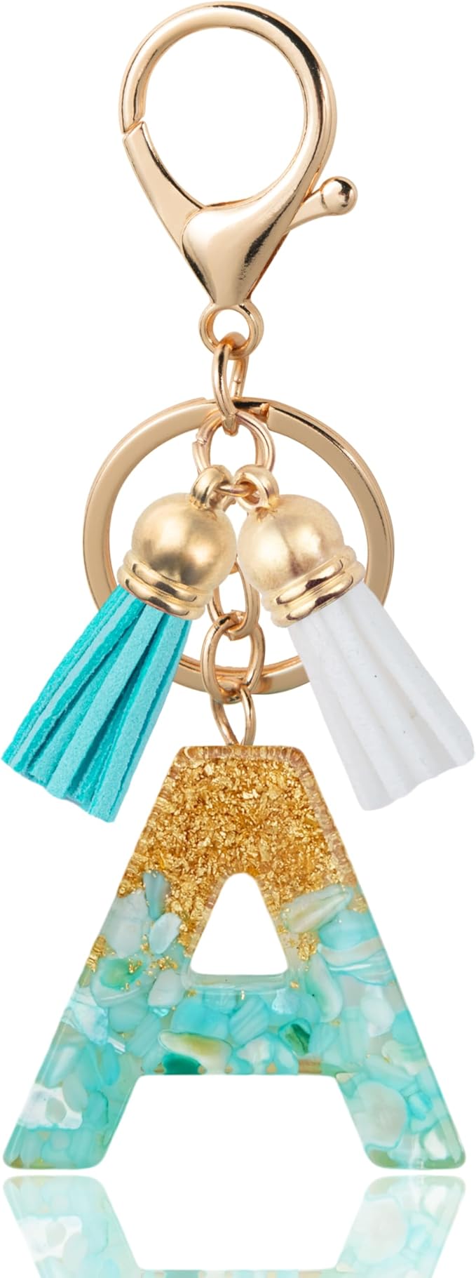 Initial Letter Keychain Cute Resin with 2 PU Tassel, Letter Keychain for Backpack Charms, Initial Keychains for Women