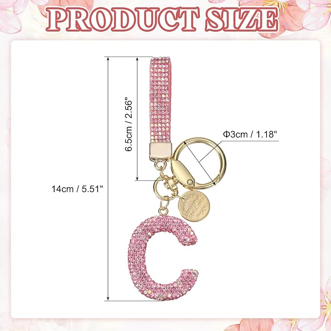 PATIKIL Initial Letter Keychain, Cute Sparkly Rhinestone Key Chain Alphabet Charm for Car Keys Handbags Purse