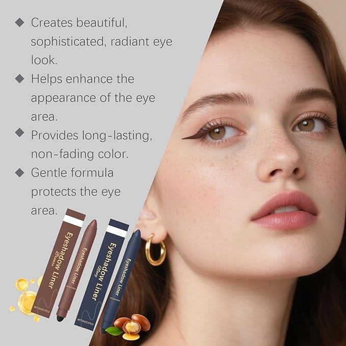 Eyeshadow Stick, Perfect Color Duo-Shadow Liner 2-in-1 Eyeliner & Eye Shadow Stick, Easily Blendable & Buildable, Waterproof, Creamy Easy-Glide, For Effortless Smoky Or Natural Eye Makeup(02+05)