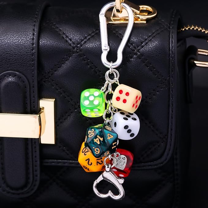 Lucky Dice Cherry Magic 8 Ball Keychain Billiard Ball Star Cherry Bags Charms Cute Y2k Keychain for Women Men