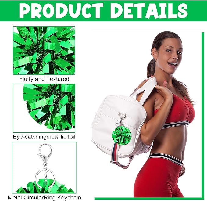 24 Pcs Cheer Pom Pom Keychain Cheerleader Gift Cheering Keyring Camp Team Gift