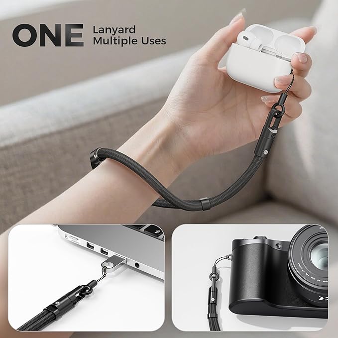 SURDOCA 3-In-1 Phone Lanyard for Crossbody, Neck & Wrist, Adjustable Anti Theft Phone Strap with Tether Tab & Loop Strap - Universal for Most Smartphones, Camera, Key - Travel Essentials