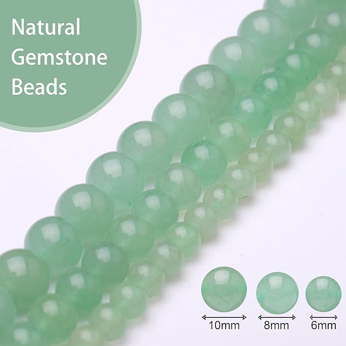 Natural Stone Beads for Jewelry Making,8mm Green Aventurine Polished Smooth Round Gemstone Beads for Bracelet Necklace 15 Inch