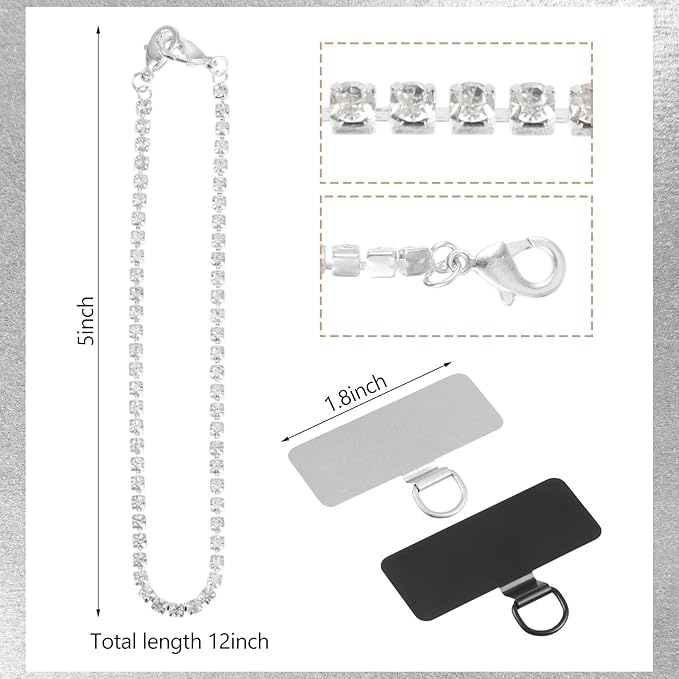 Bememo Phone Chain Wrist Strap Metal Phone Lanyard Wristlet Strap with 2 Tether Tabs Spacers Gifts for Xmas Traveling Walking