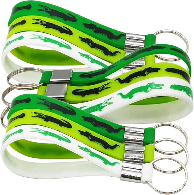 24 Pieces Reptile Crocodile Rubber Keychains Party Favors - Reptile Party Supplies Decorations Gift Prize Goodie Bag Favors Crocodile Silicone Keyrings