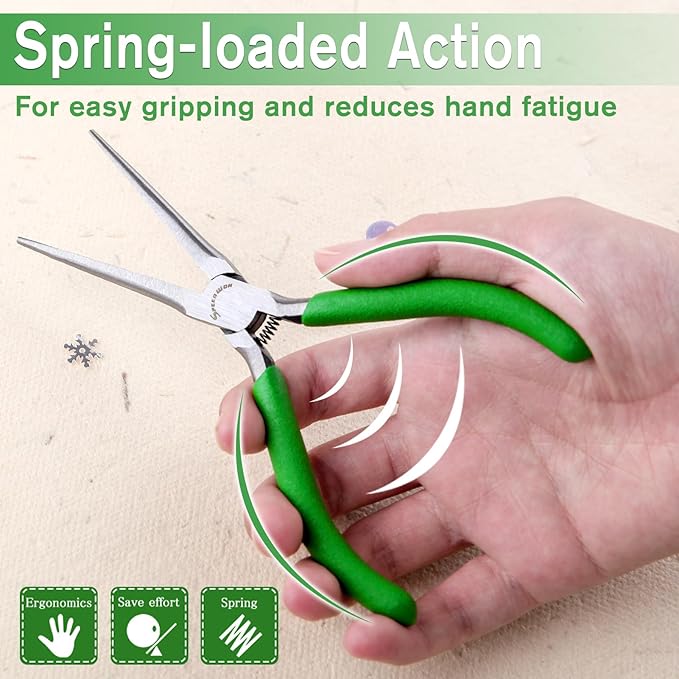 SPEEDWOX Needle Nose Pliers for Jewelry Making Smooth Jaws Long Nose 5 Inches Mini Thin Needle Plirer Extra Long Plier Fine Chain Nose Plier Professional Tool Beading Hobby Craft Supplies