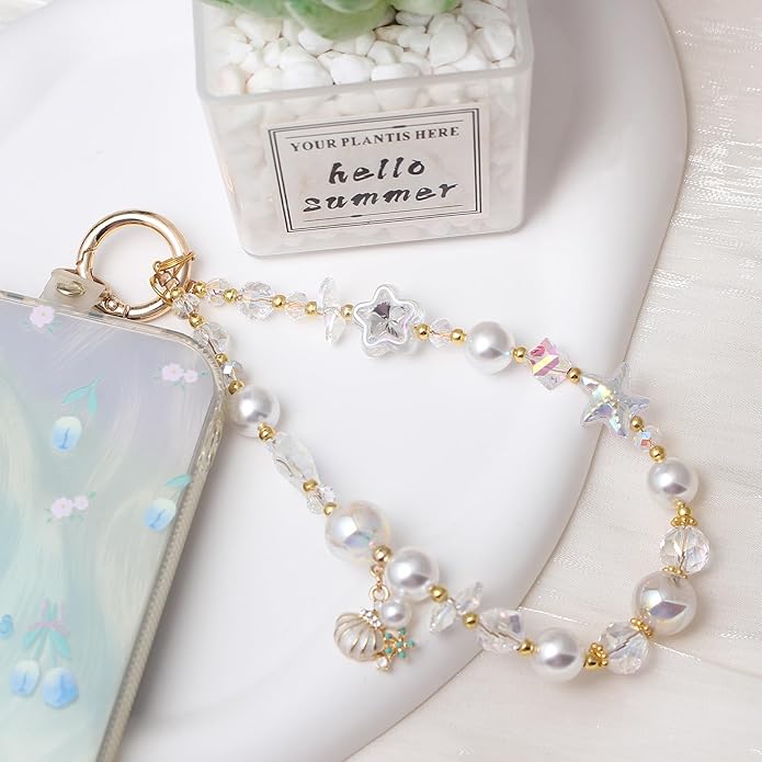Beaded Phone Wrist Strap,Crystal Keychain Wristlet,Camera Strap Wrist,Cute Phone Chain Wristlet Purse Bag Charms