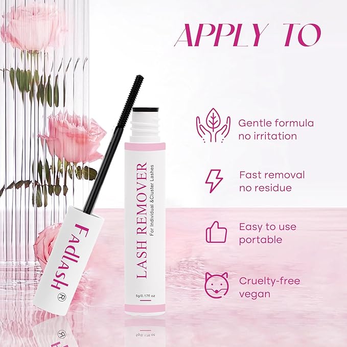 FADLASH Lash Glue Remover for Lash Extensions Eyelash Remover for Cluster Lashes Easy Removal Eyelash Extension Remover (5ml, Clear)