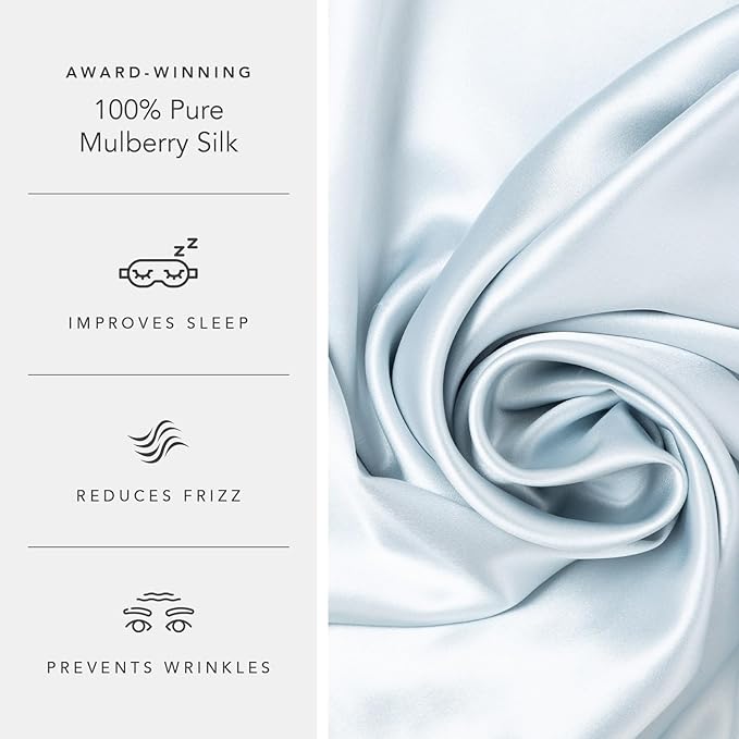 Fishers Finery 25mm 100% Pure Mulberry Silk Pillowcase (Blue King)