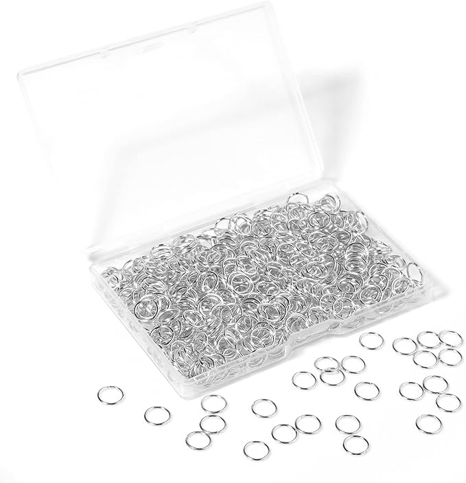 1000 Pcs 7mm Open Jump Rings Silver Plated Jump Rings for Jewelry Making Single Ring Bulk for DIY Craft Earring Necklace Bracelet Pendant Choker Jewelry Making Findings and Key Ring Chain