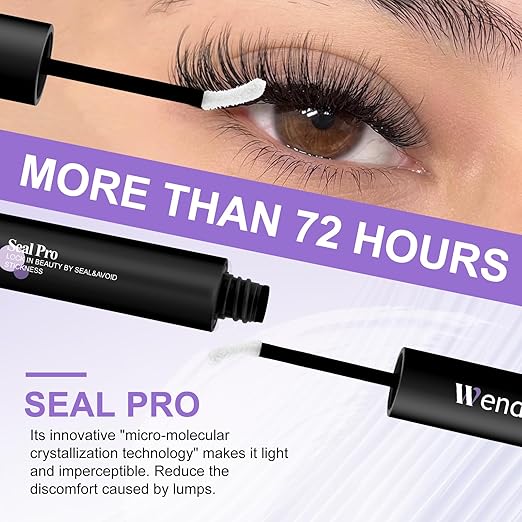 Wendy Upgraded Lash Cluster Glue: Lash Bond and Seal Pro Waterproof, Strong & Flexible Hold, Long-Lasting 72H, Gentle Low Odor, Quick-Dry, Eyelash Glue Bond Pro+Seal Pro（6ml+6ml）